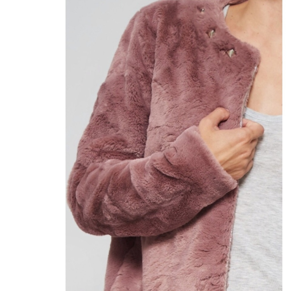 New Promesa mauve faux fur studded jacket - Picture 3 of 8